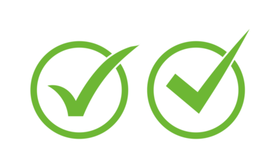 Two vibrant green check marks inside circles symbolizing success and completion against a white background