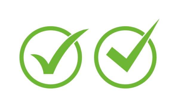 Two vibrant green check marks inside circles symbolizing success and completion against a white background