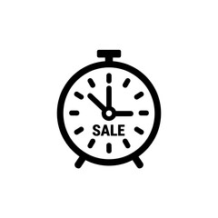 Alarm clock with sale text and flash sale timer concept  