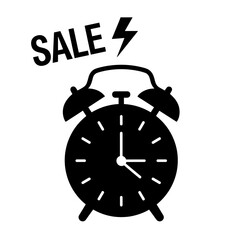 Alarm clock with lightning icon representing flash sale timer  