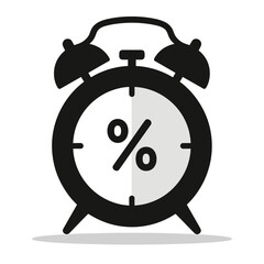 Alarm clock with percentage symbol representing flash sale timer  