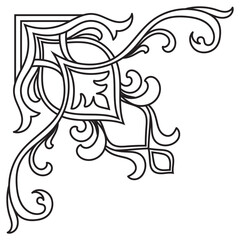 Black vintage corner, decorative scroll lines for cards, vintage lines, decorative corner lines
