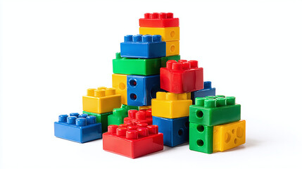 A colorful tower of interlocking building blocks, a playful and creative construction.