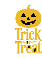 Halloween pumpkin illustration, trick or treat design, spooky festive graphic, jack-o'-lantern face, orange black theme, holiday celebration art