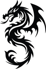 Dragon silhouette vector for tattoo and t-shirt print with eps file