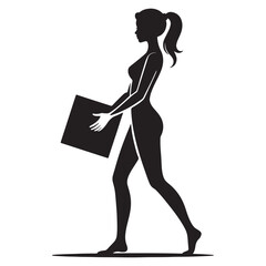 Silhouette of Woman Carrying Boxes