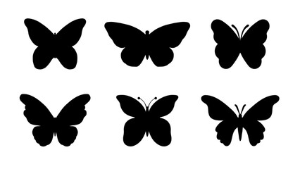 Butterfly silhouette vector template. Set of butterfly vector illustration.