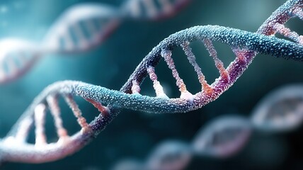 Dna double helix structure representing genetic code, biotechnology and medical advancements science research,