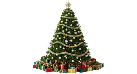 Decorated Christmas Tree With Presents Underneath gifts