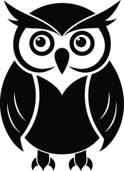 Front-Facing Owl Bird Silhouette Vector Icon