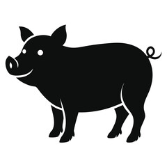 Fototapeta premium Pig or Hog Silhouette Vector Icon on a transparent background. EPS, PNG File.