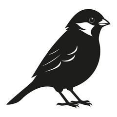 Sparrow Bird Silhouette Vector Icon on transparent background. EPS, PNG File.