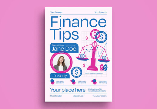 White Riso Graph Finance Tips Flyer Layout