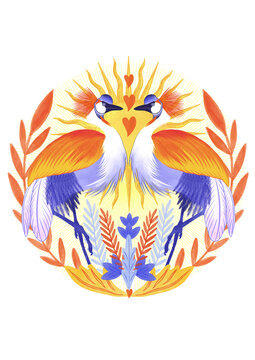 Naklejki SUN JUNGLE BLEU BIRDS CIRCLE