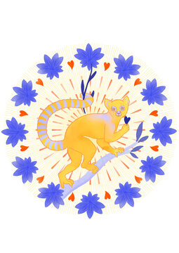 Lemur and flowers jungle circle