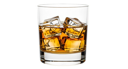 Glass of Whiskey with Ice Cubes bourbon scotch