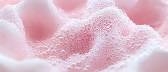 Fototapeta premium Microscopic view of pink bubbles forming intricate structures, suggesting nanotechnology and material science exploration.