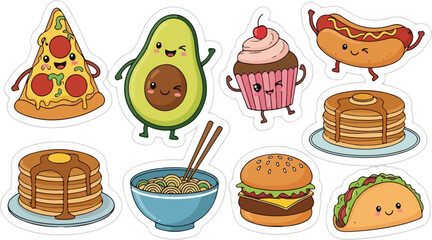 Vibrant food and drink sticker illustration with colorful elements