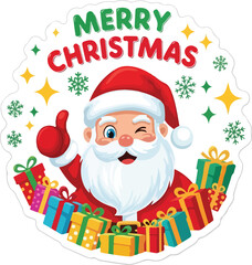 Festive christmas sticker design with holiday elements