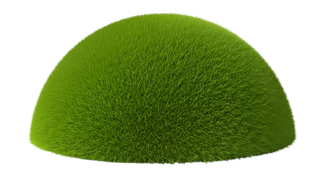 Green Grass Dome on Black Background hemisphere nature
