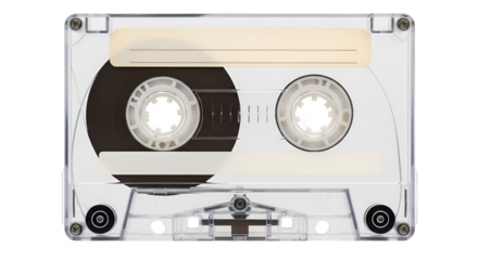 Transparent Audio Cassette Tape with Blank Labels vintage