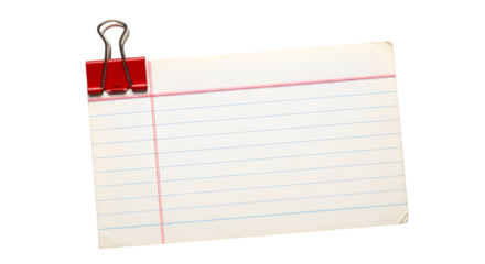 Lined Index Card with Red Binder Clip note card lined paper