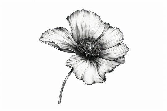 Poppy tattoo drawing flower sketch.