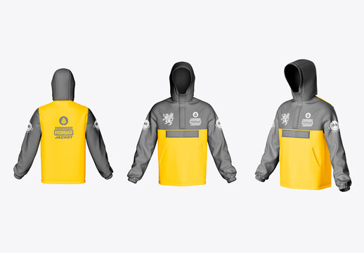 Hooded Windbreaker Jacket Mockup