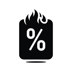 Discount marker with flames icon representing hot deal  