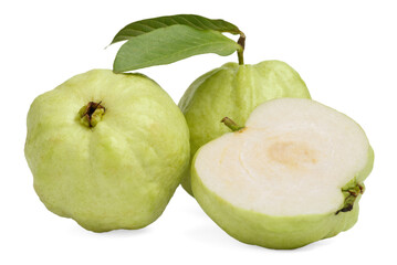 Fresh Guava fruit with sliced isolated on white background.