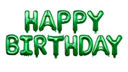 Fototapeta premium Green Happy Birthday Balloon Letters on transparent Background