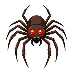 Obraz premium Vector of a spooky spider with glowing red eyes and sharp fangs, perfect for Halloween, creepy, and horror-themed designs. Ideal for scary projects and spooky illustrations