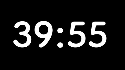 Countdown timer from 40 minute to 39 minute on black background