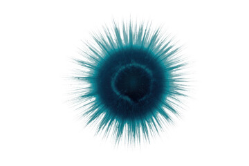 Abstract blue and white spiky, radial pattern resembling a sea urchin or microscopic organism, with a dark core and lighter outer spikes. background removed