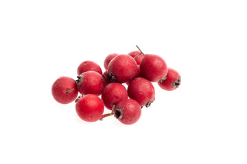 Hawthorn berries clustered together, showcasing vibrant red color and smooth texture, highlighting natural beauty and health benefits in a fresh, organic setting