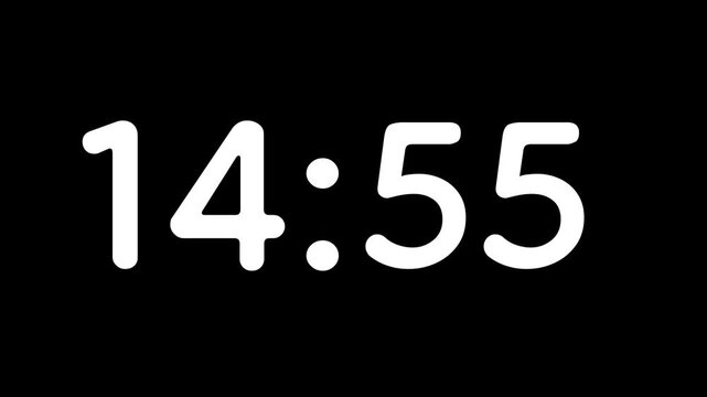 Countdown timer from 15 minute to 14 minute on black background