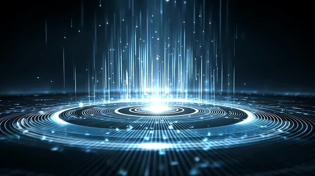 Futuristic Digital Data Stream Visuals Showing High-Tech Data Transfer and Light Effects