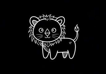 Cute hand drawn lion sketch with fluffy mane and expressive eyes