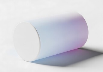 Abstract light gray surface with a folded corner revealing subtle iridescent colors and a soft shadow.