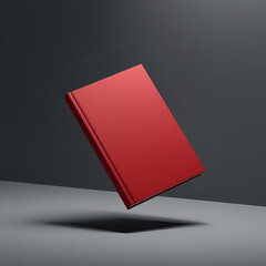 Floating Red Hardcover Book Mockup on Dark Background