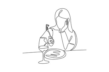 Simple continuous line draw of dinner activity idea. Simple line, creativity, vector.