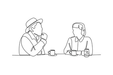 Simple continuous line draw of dinner activity idea. Simple line, creativity, vector.