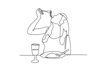 Simple continuous line draw of dinner activity idea. Simple line, creativity, vector.