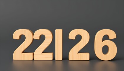 Wooden numbers 22, 1, and 26 arranged in a row against a dark gray background.