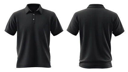Black polo shirt, front and back views