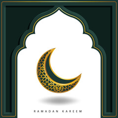 Islamic geometric ornament arch frame vector, Ramadan Kareem greeting background, Islamic decorative pattern, mosque window shape, gold arabesque border, isolated on transparent background