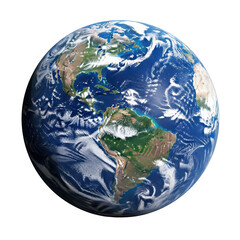 Beautiful earth globe showing continents and oceans from space on black transparent background