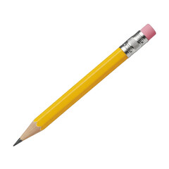 Classic yellow pencil with pink eraser sharp point ready for writing and drawing transparent background