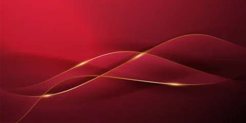 Fototapete Wohnzimmer Abstract background design modern red and gold geometric elements vector illustration  © HNKz