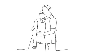 Simple continuous line draw of honeymoon idea and activity. Simple line, creativity, vector.